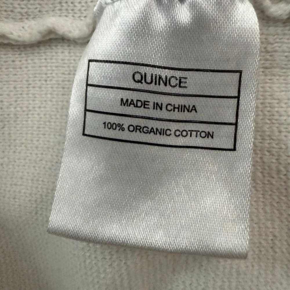 Quince Organic Cotton Knit Blazer Ivory White Cream Cardigan Jacket Large L